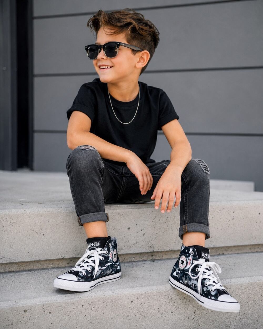 Converse Chuck Taylor All Star Kids Shark Camo High Top Sneakers Size 12 Kids